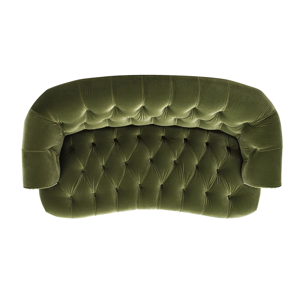 La Rosa Victorian Chesterfield Loveseat, Olive Green Performance Velvet