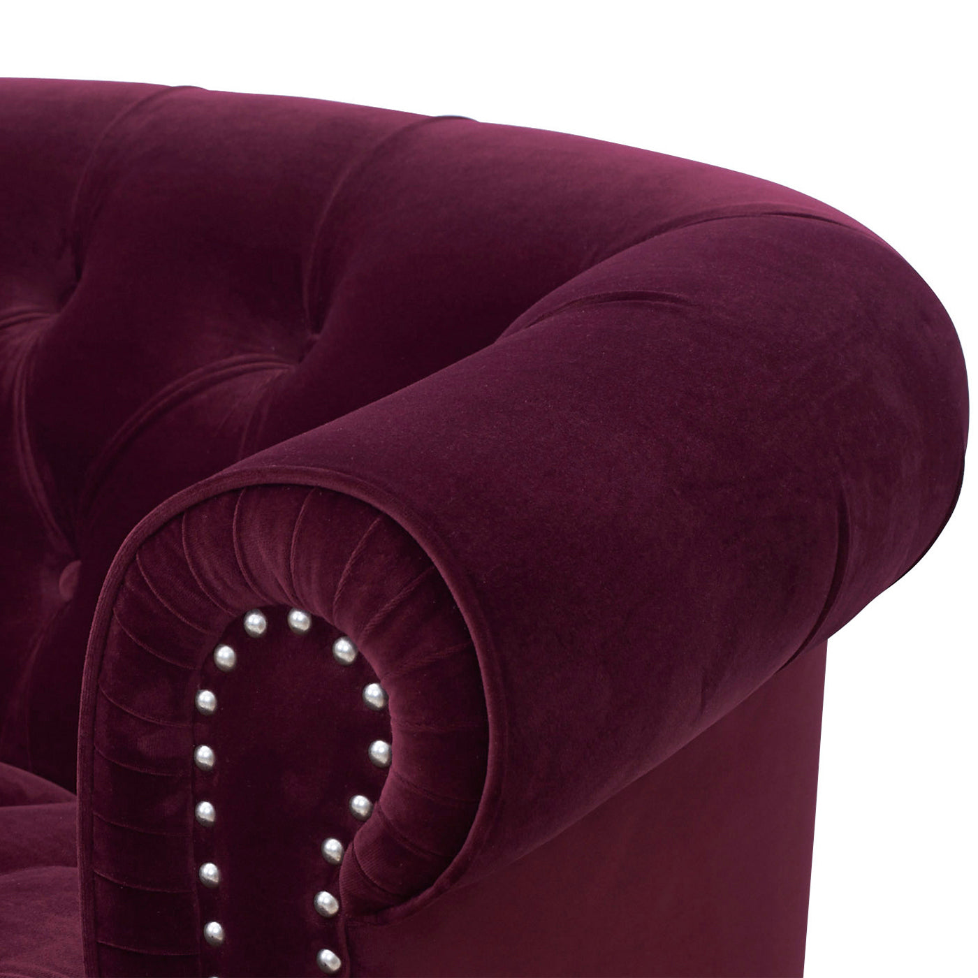 La Rosa Victorian Chesterfield Tufted Sofa, Burgundy Velvet