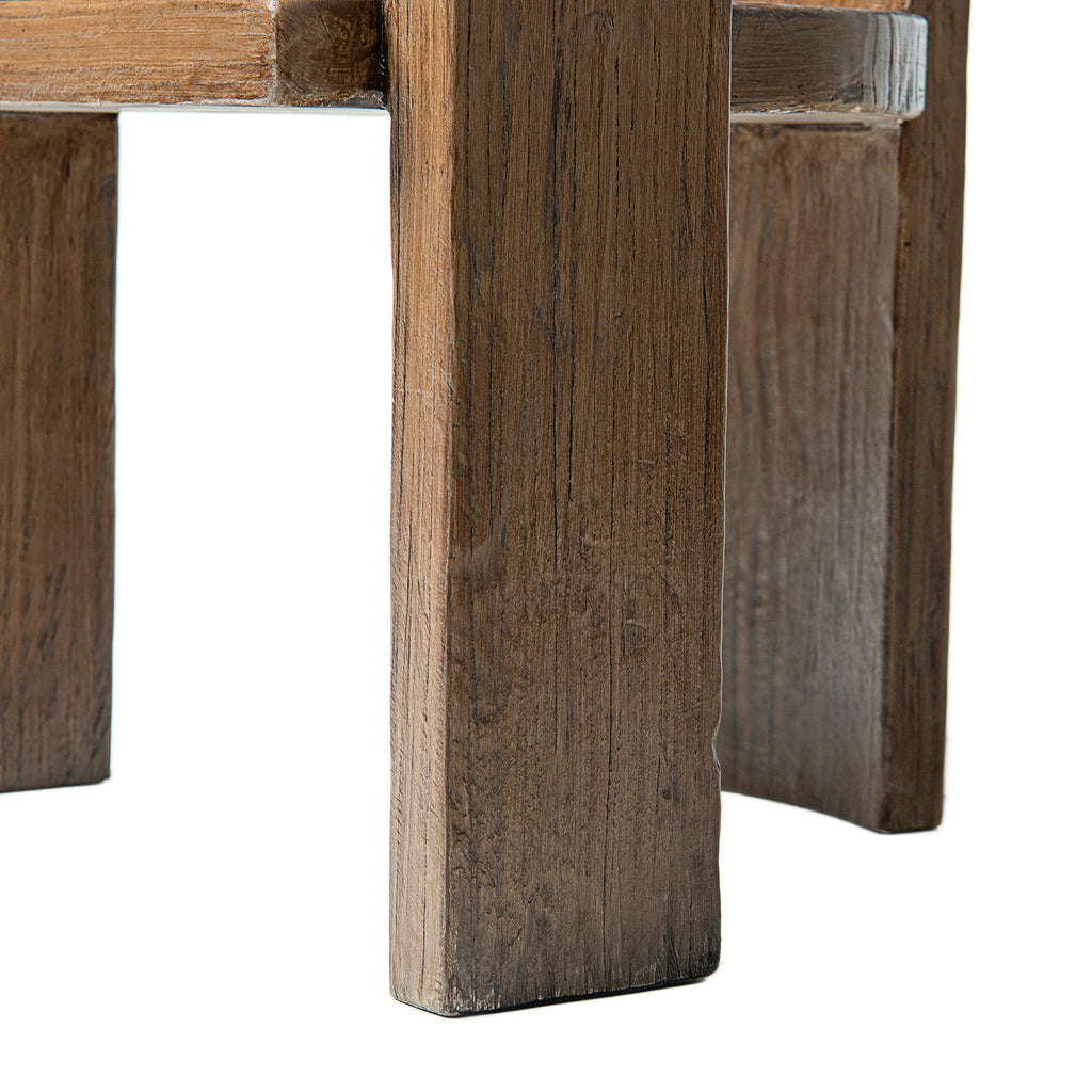 Soren Solid Reclaimed Elm Sculptural Accent Curved Dining Chair, Heritage Medium-Dark Brown