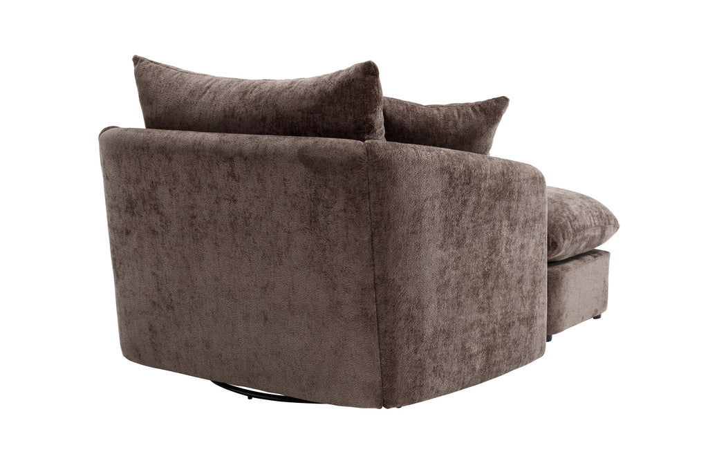 46.1" W Upholstered Oversized Swivel Accent Chair with Ottoman