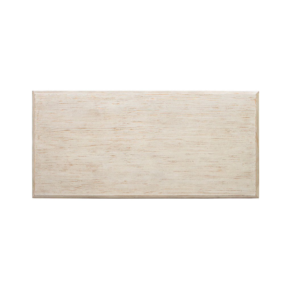 Veda 55' Reclaimed Wood Stacked Geometric Waterfall Coffee Table, Whitewashed Natural Reclaimed Pine Wood