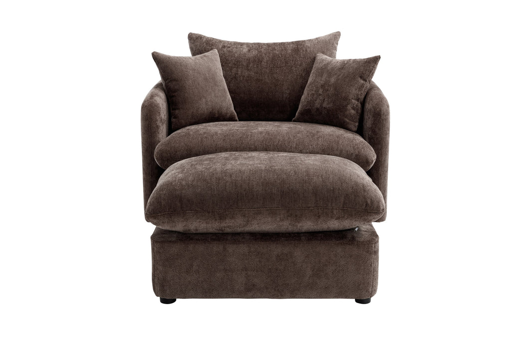 46.1" W Upholstered Oversized Swivel Accent Chair with Ottoman