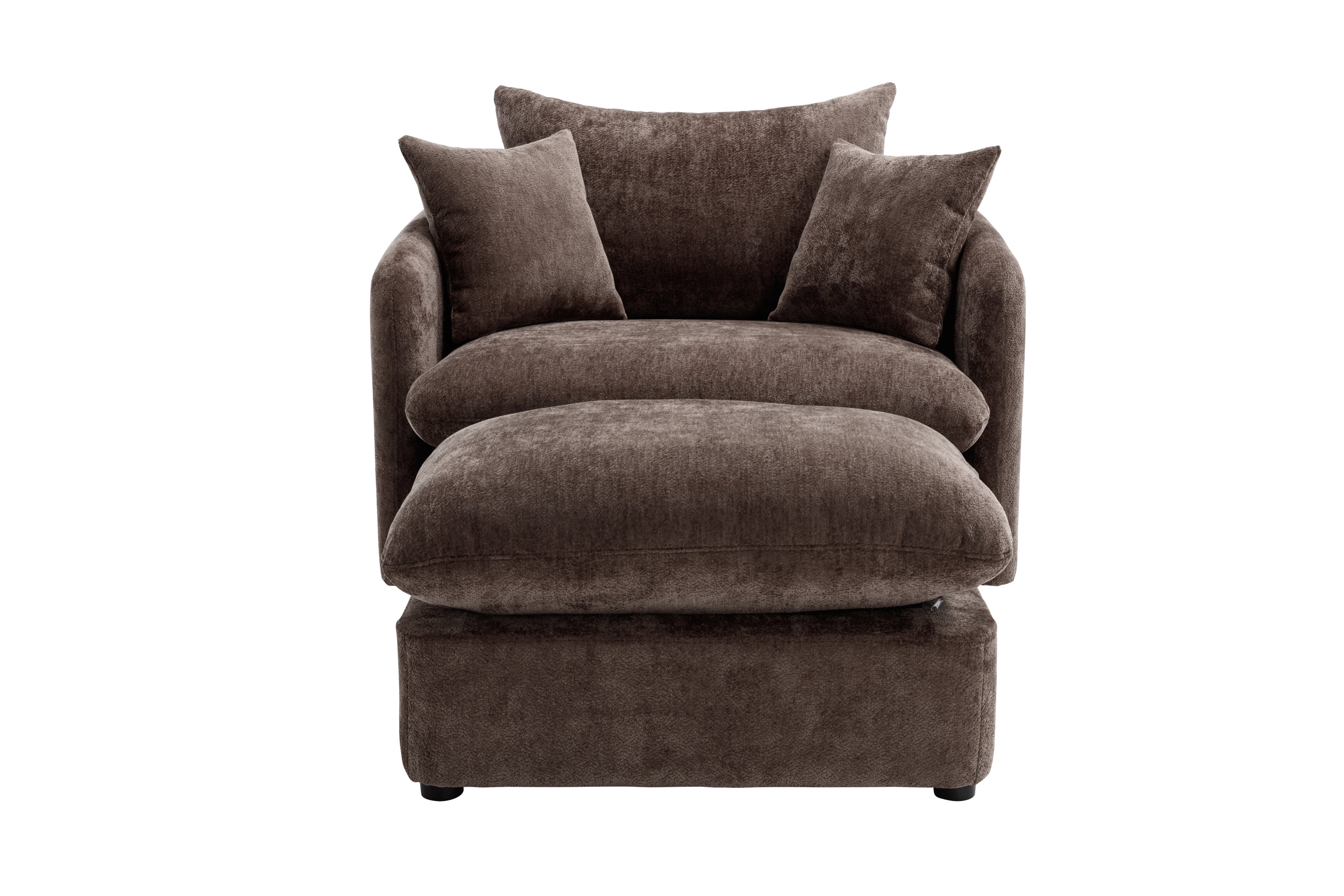 46.1" W Upholstered Oversized Swivel Accent Chair with Ottoman