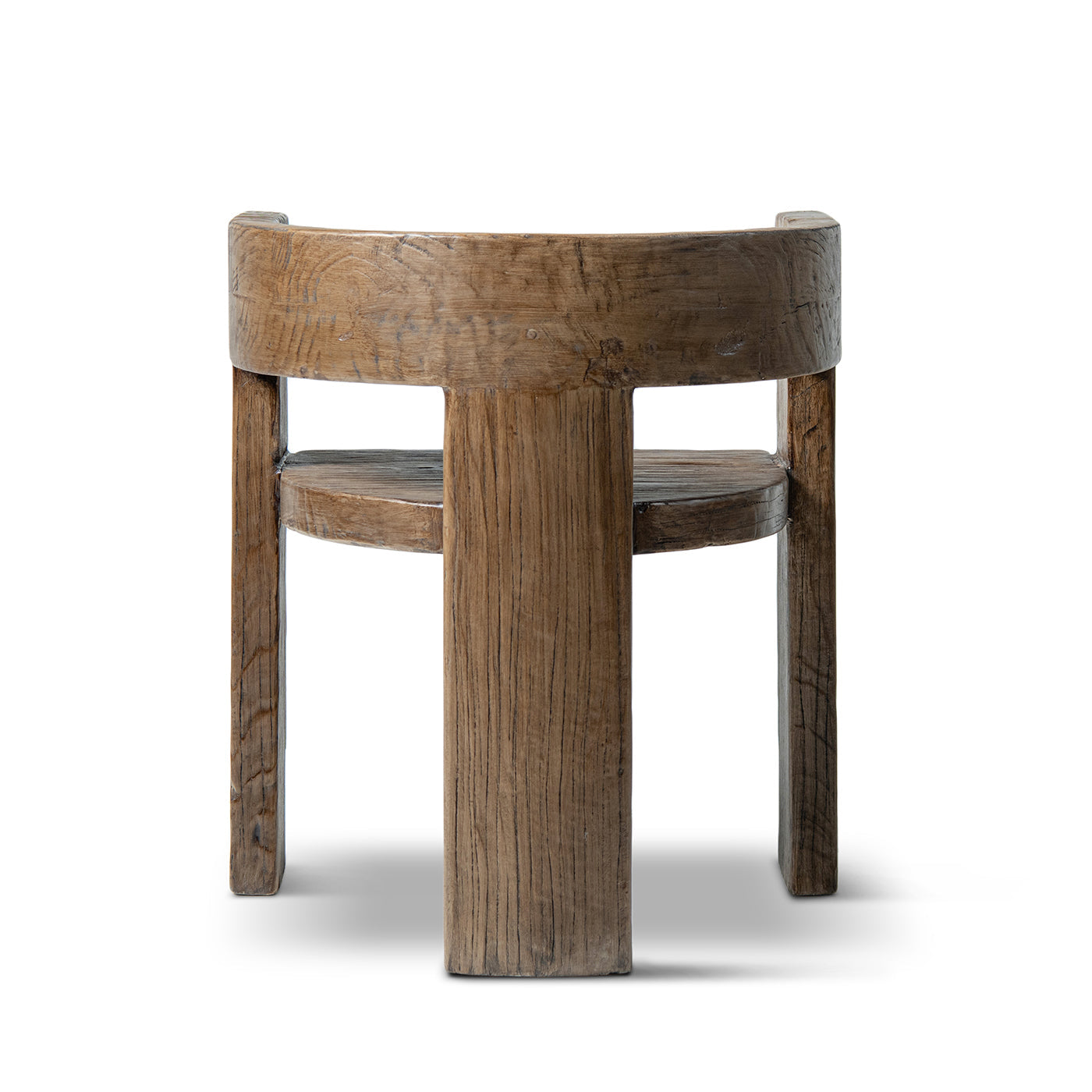 Soren Solid Reclaimed Elm Sculptural Accent Curved Dining Chair, Heritage Medium-Dark Brown