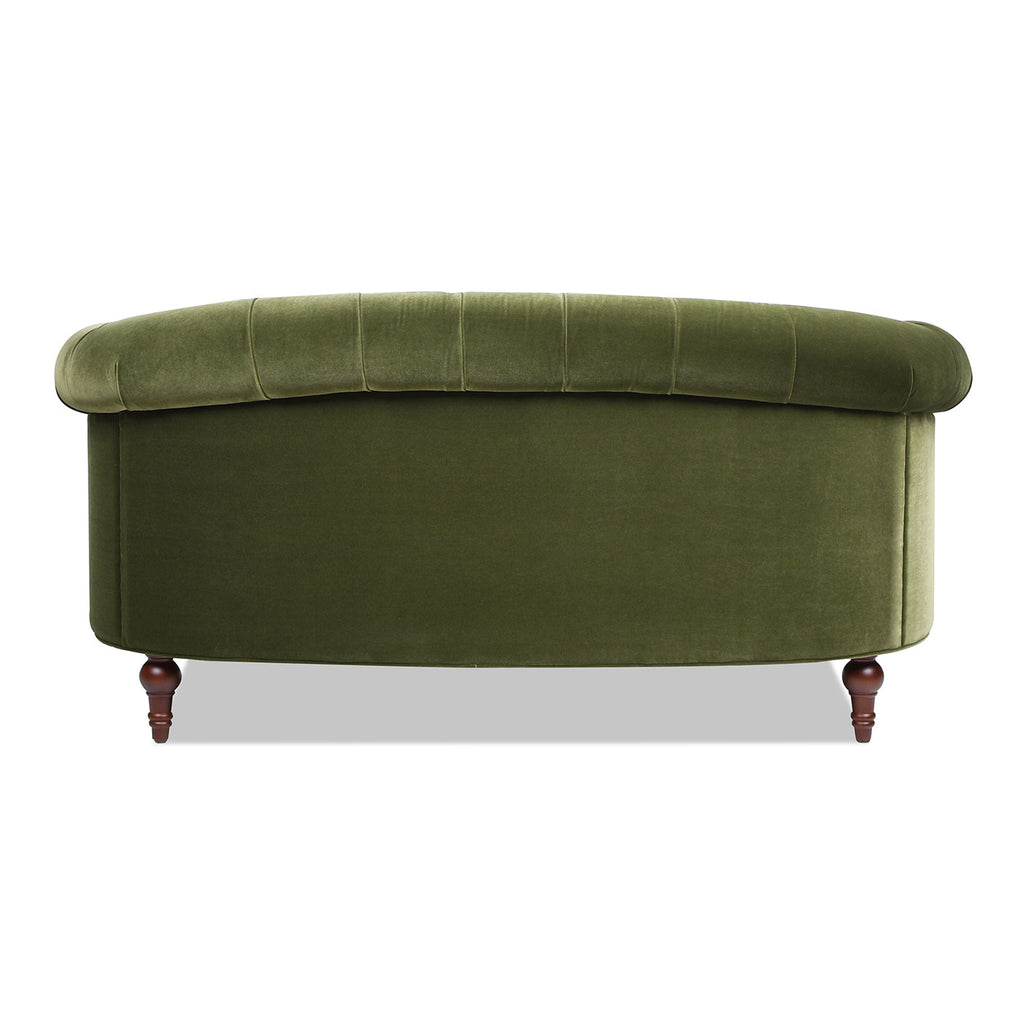 La Rosa Victorian Chesterfield Loveseat, Olive Green Performance Velvet