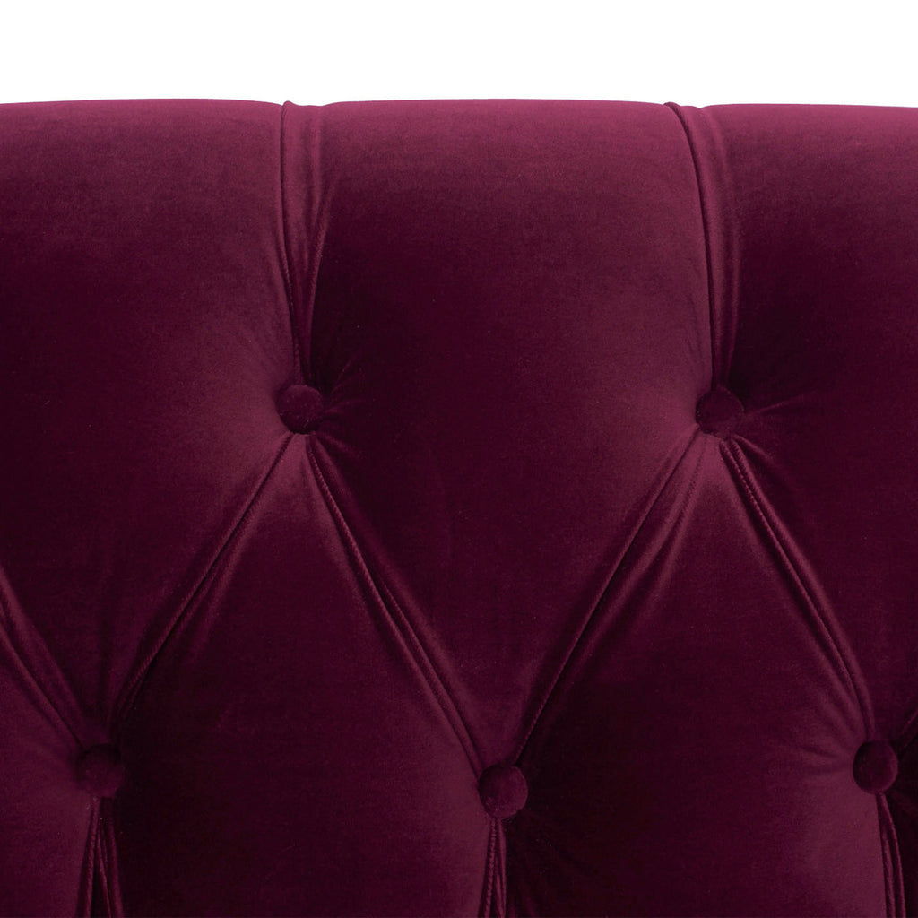 La Rosa Victorian Chesterfield Tufted Sofa, Burgundy Velvet