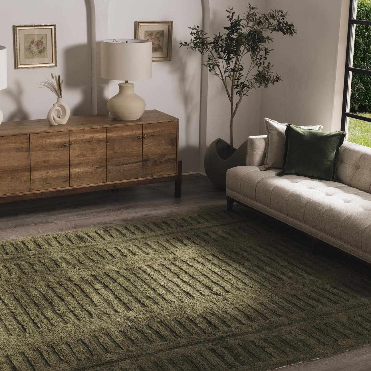 Washable Wool Rug - Green - Clearance