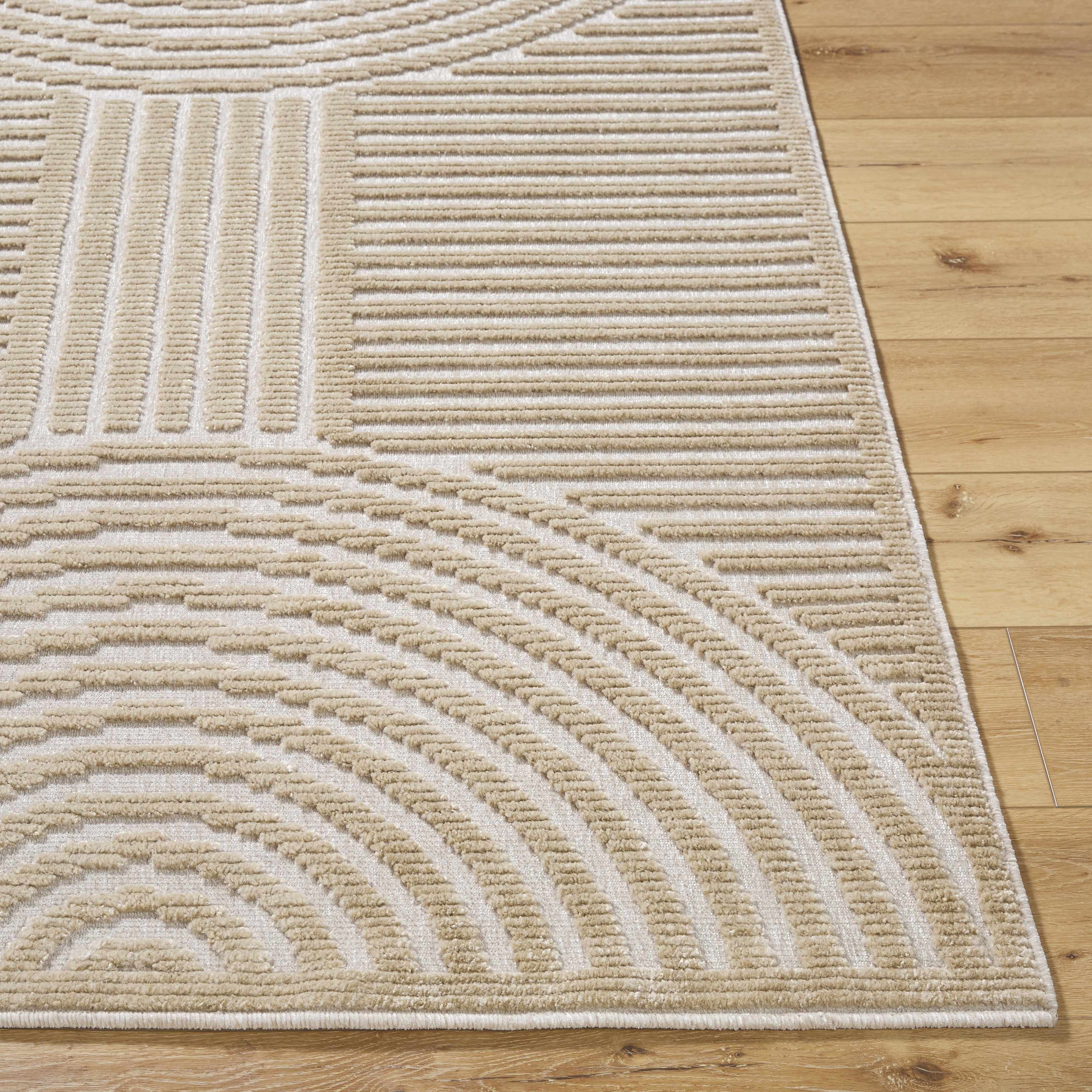 Deron Beige Washable Area Rug