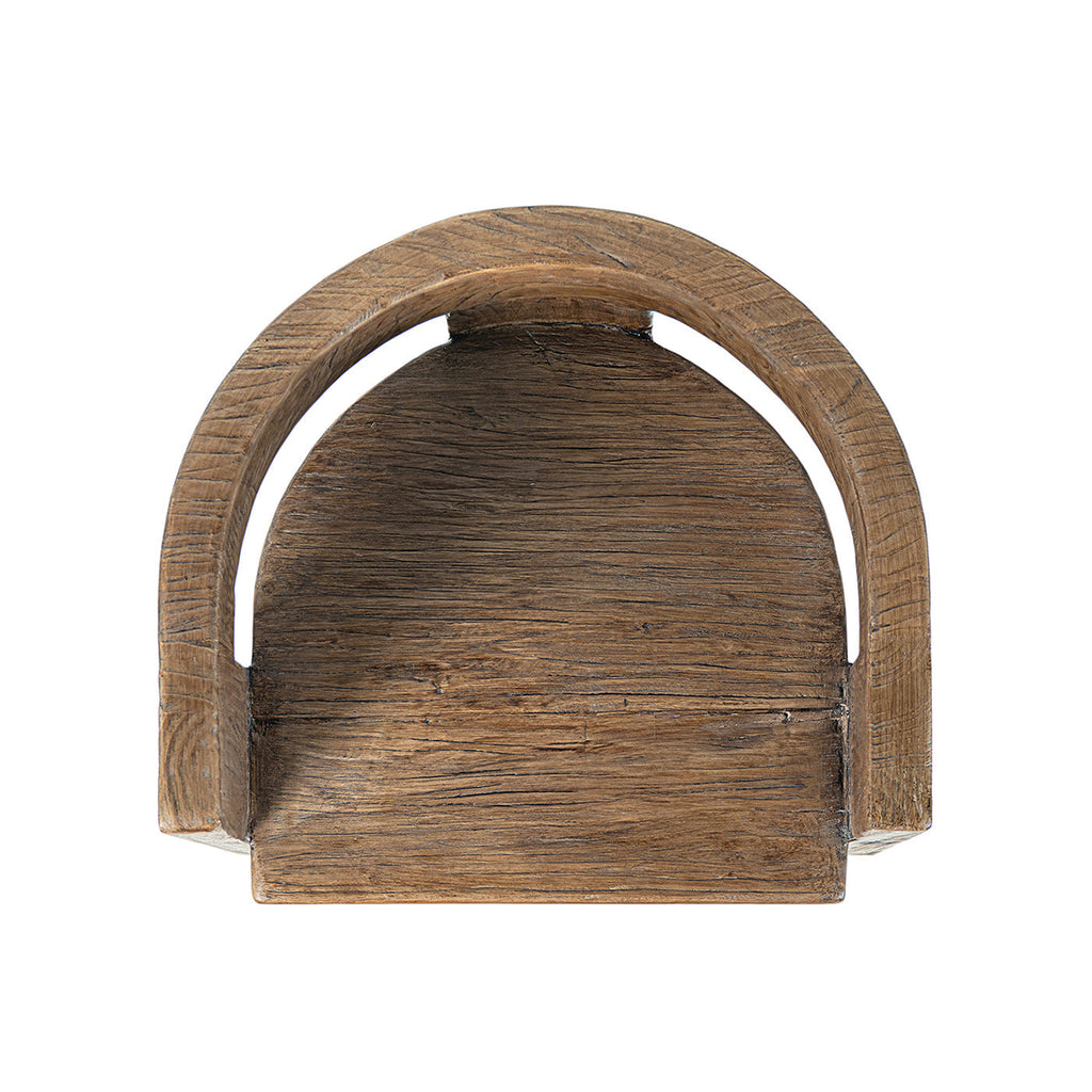 Soren Solid Reclaimed Elm Sculptural Accent Curved Dining Chair, Heritage Medium-Dark Brown