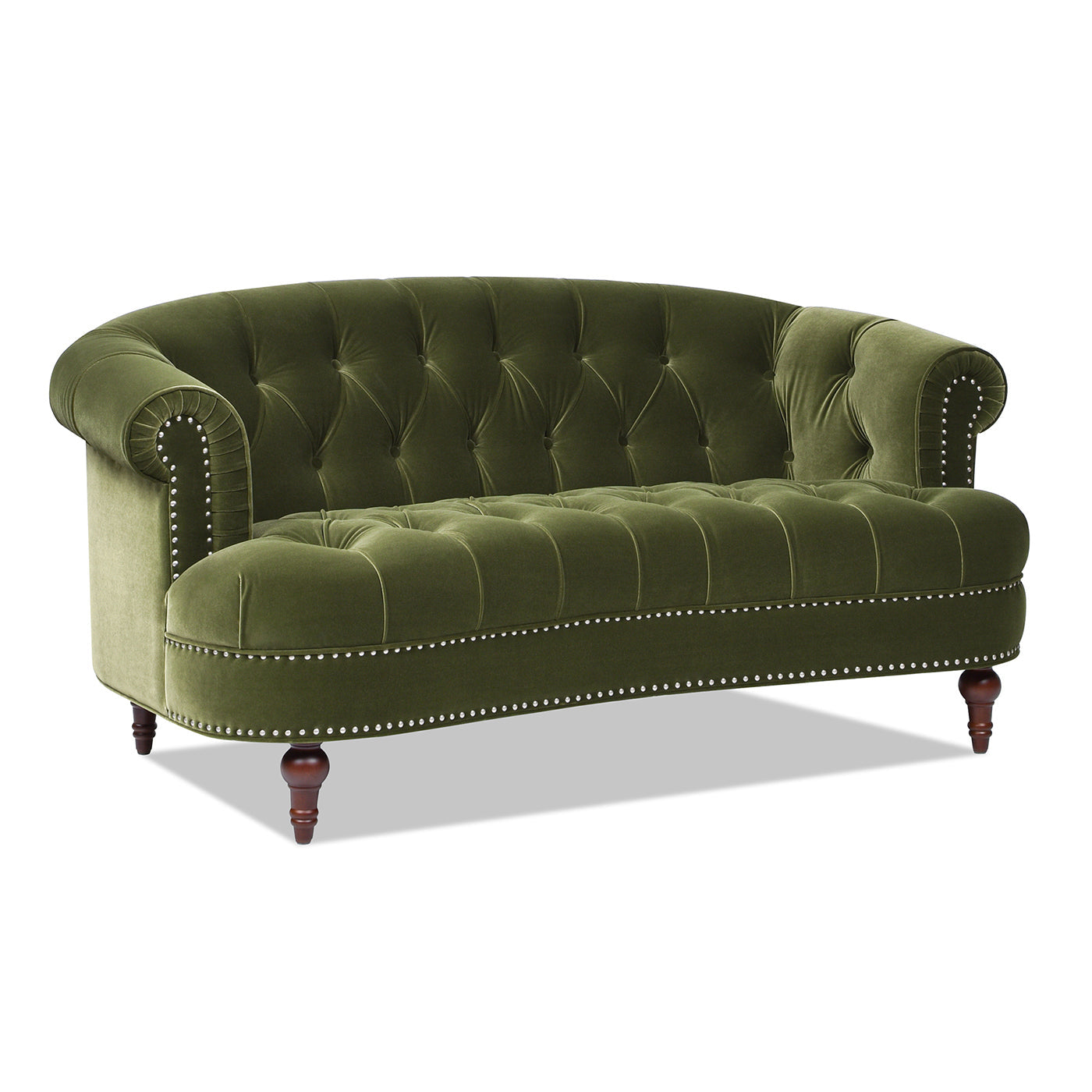 La Rosa Victorian Chesterfield Loveseat, Olive Green Performance Velvet