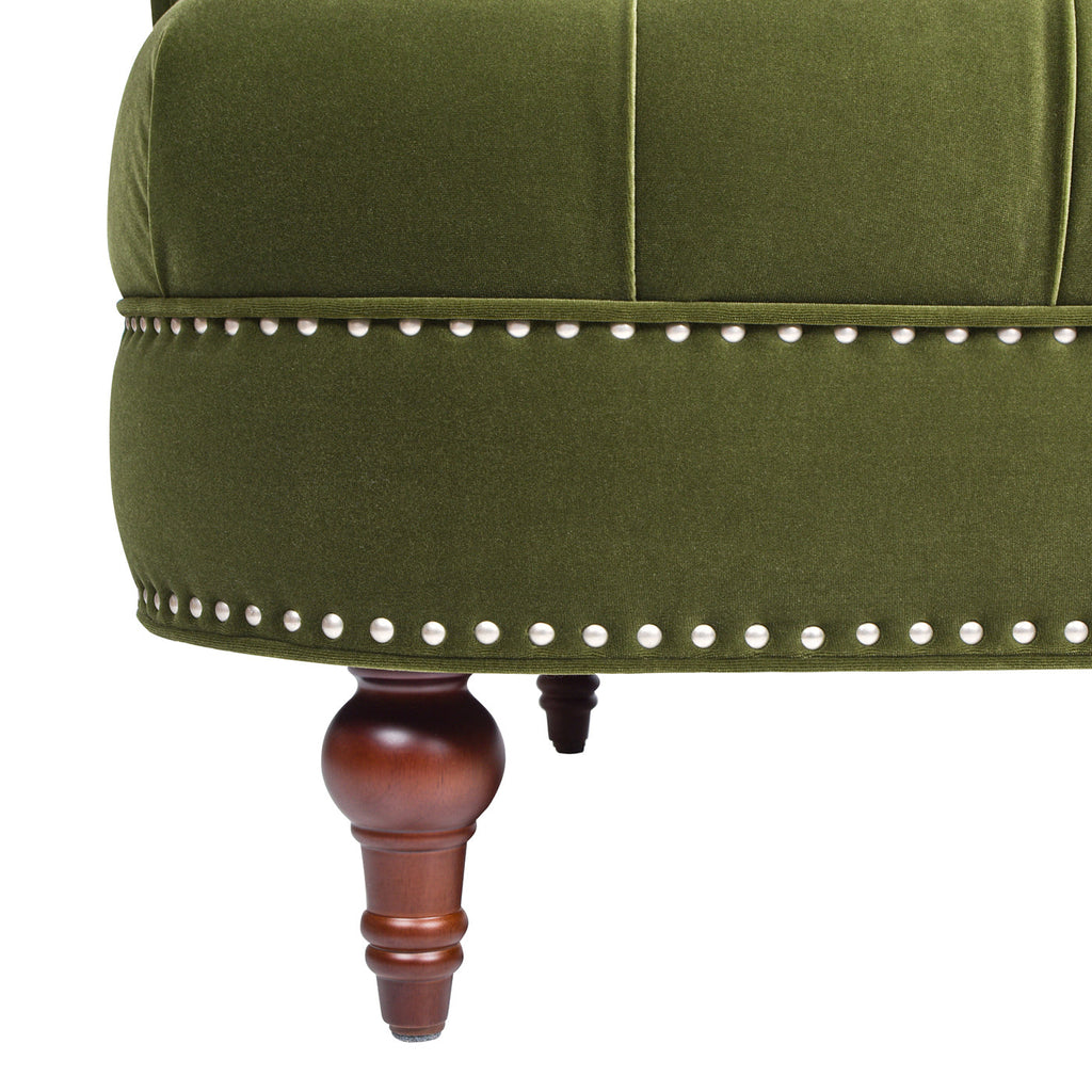 La Rosa Victorian Chesterfield Loveseat, Olive Green Performance Velvet
