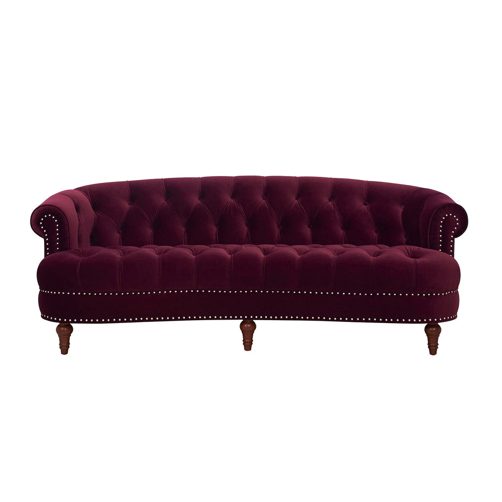 La Rosa Victorian Chesterfield Tufted Sofa, Burgundy Velvet