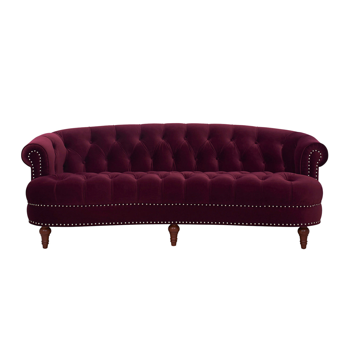 La Rosa Victorian Chesterfield Tufted Sofa, Burgundy Velvet
