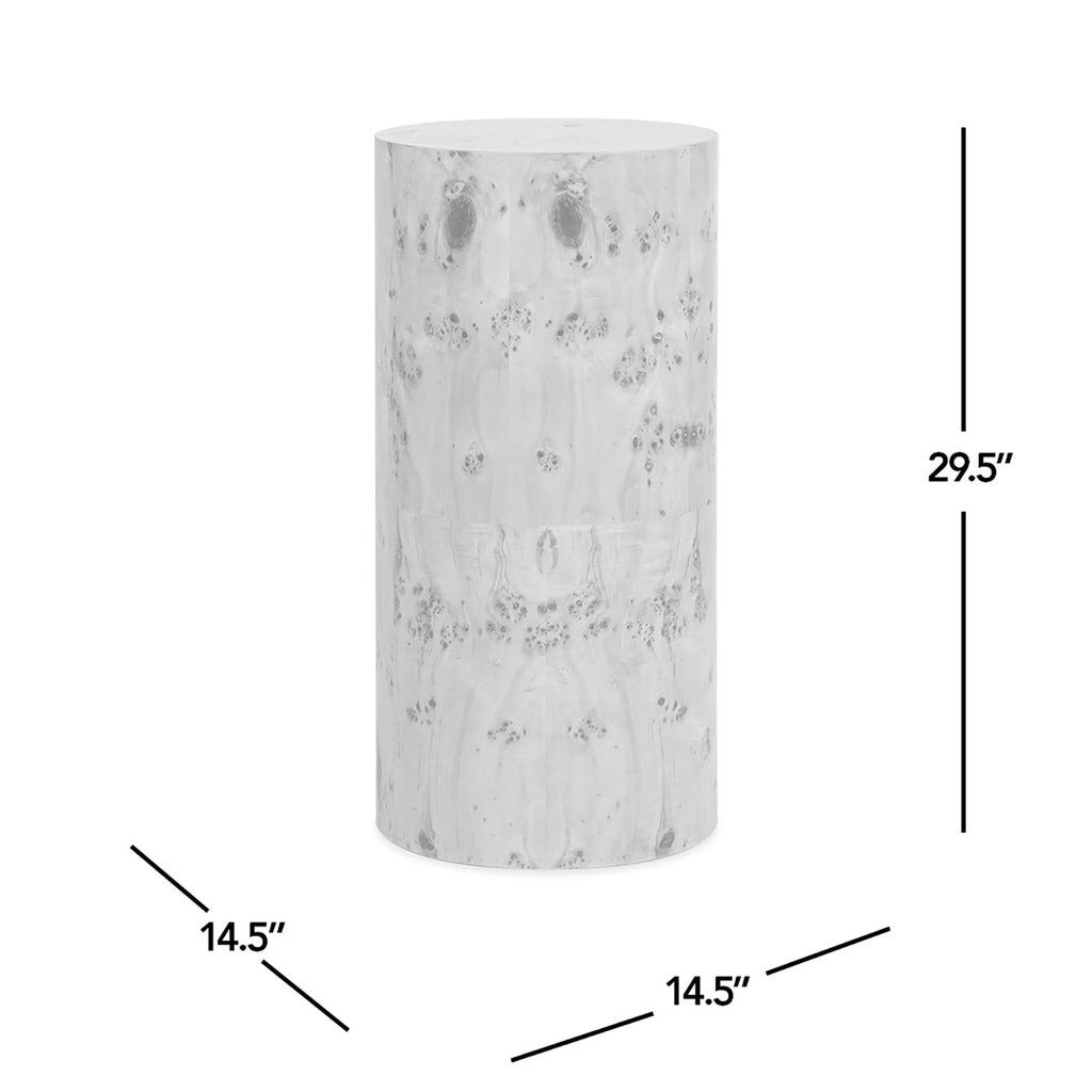 Nebula 29.5' Burl Accent Pillar Side Table, Warm Natural Brown Burl Wood