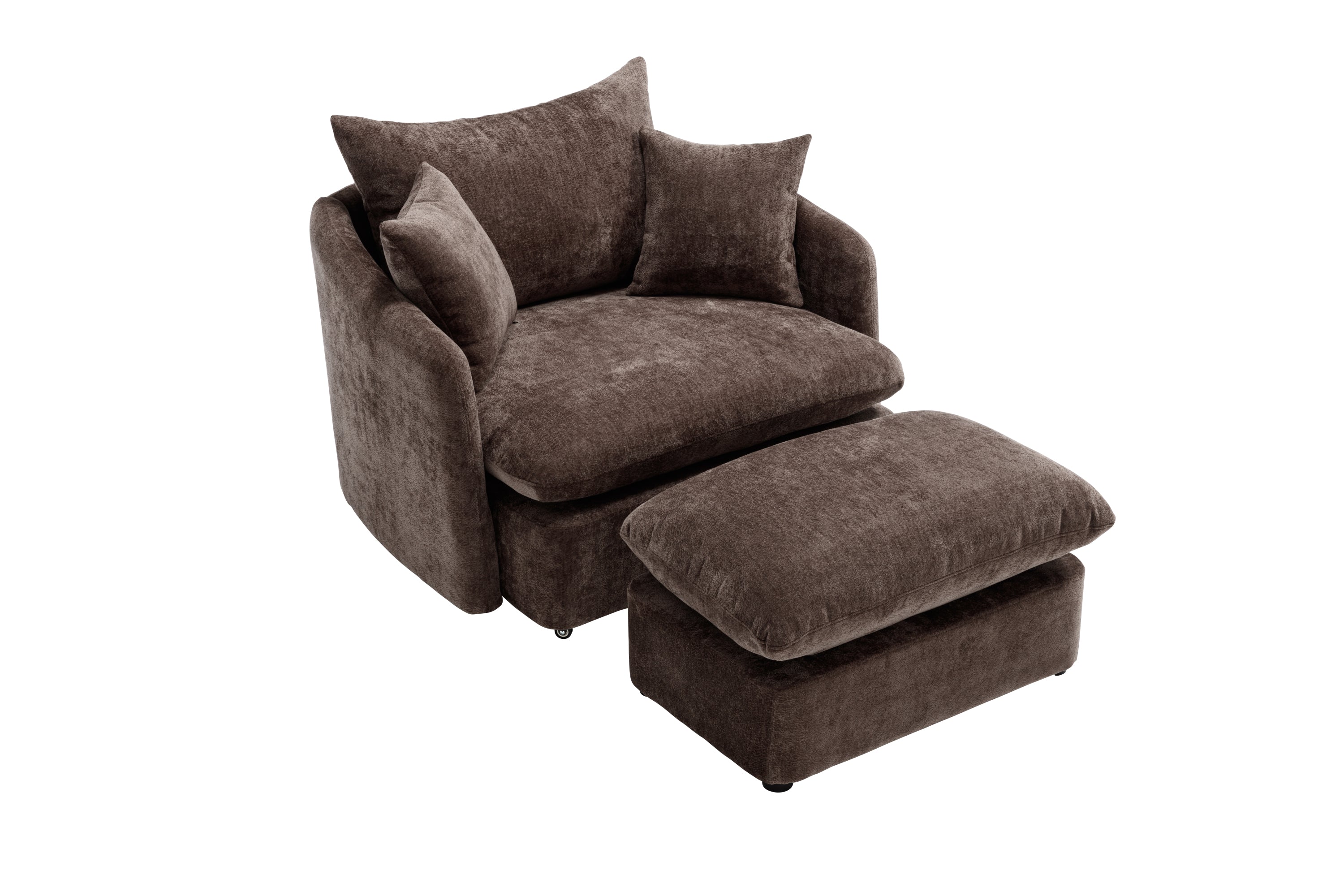 46.1" W Upholstered Oversized Swivel Accent Chair with Ottoman