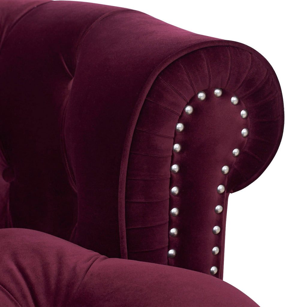 La Rosa Victorian Chesterfield Tufted Sofa, Burgundy Velvet