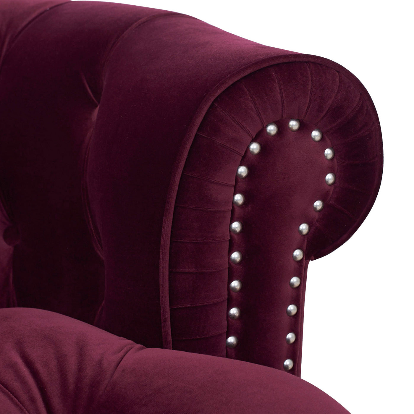 La Rosa Victorian Chesterfield Tufted Sofa, Burgundy Velvet