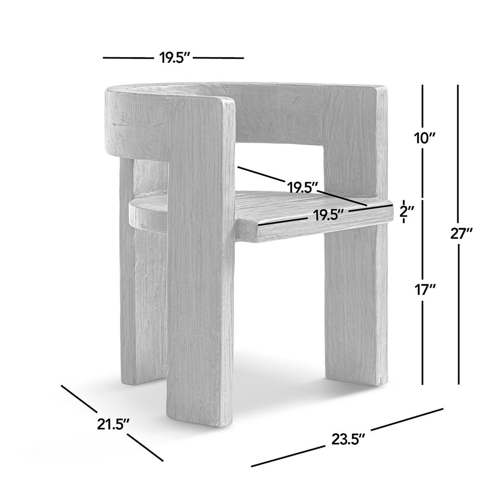 Soren Solid Reclaimed Elm Sculptural Accent Curved Dining Chair, Heritage Medium-Dark Brown