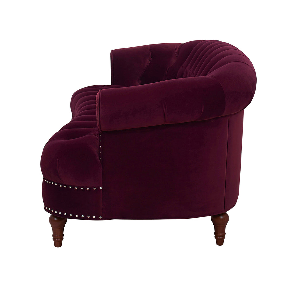 La Rosa Victorian Chesterfield Tufted Sofa, Burgundy Velvet