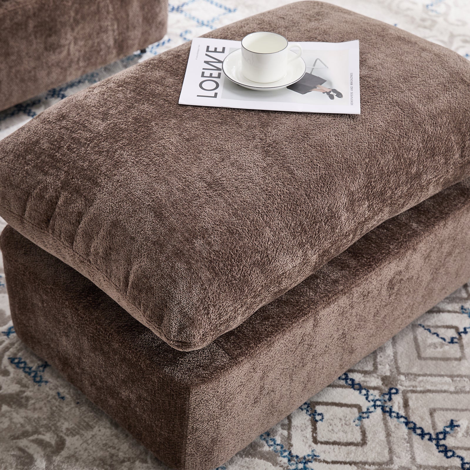 46.1" W Upholstered Oversized Swivel Accent Chair with Ottoman