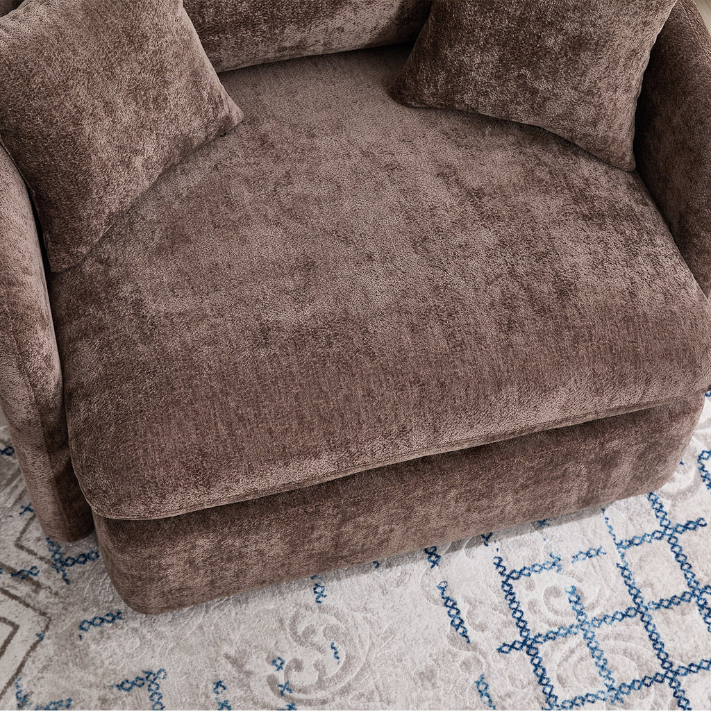 46.1" W Upholstered Oversized Swivel Accent Chair with Ottoman