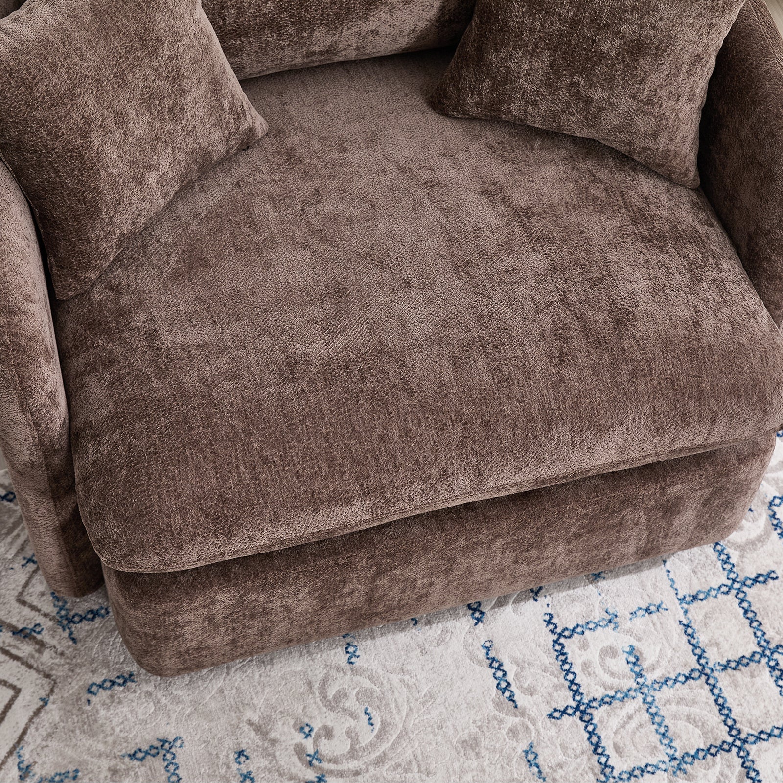 46.1" W Upholstered Oversized Swivel Accent Chair with Ottoman