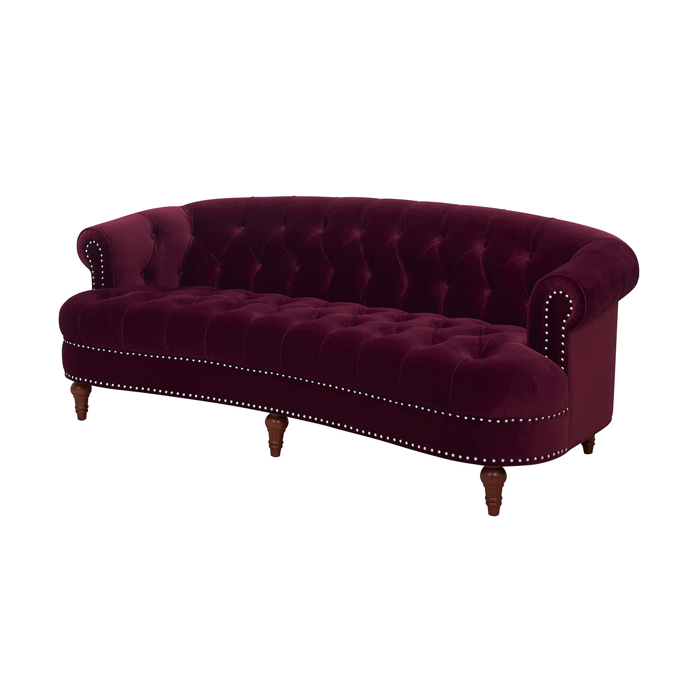 La Rosa Victorian Chesterfield Tufted Sofa, Burgundy Velvet