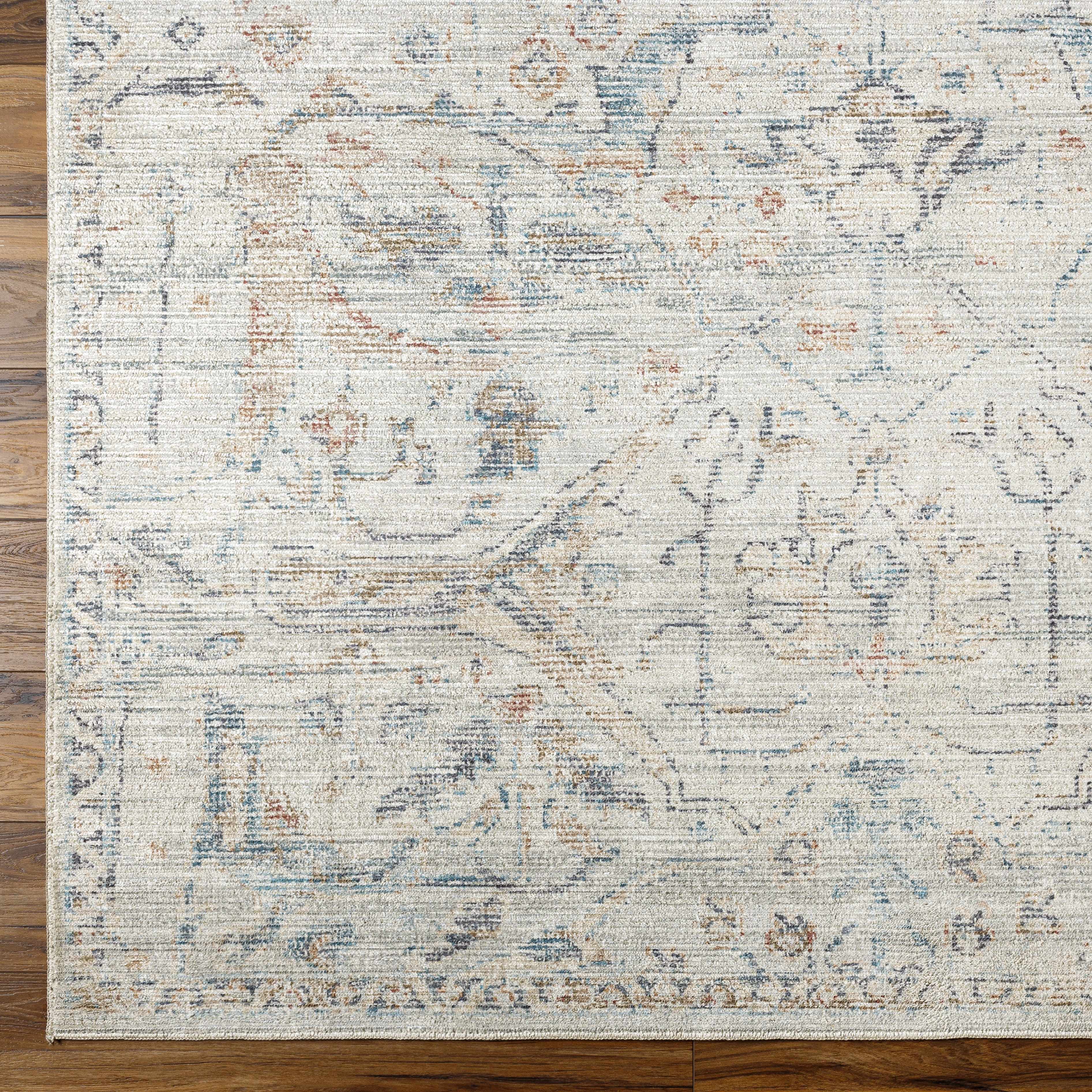 Marlene Damask Off White & Blue Area Rug - Becki Owens x Livabliss