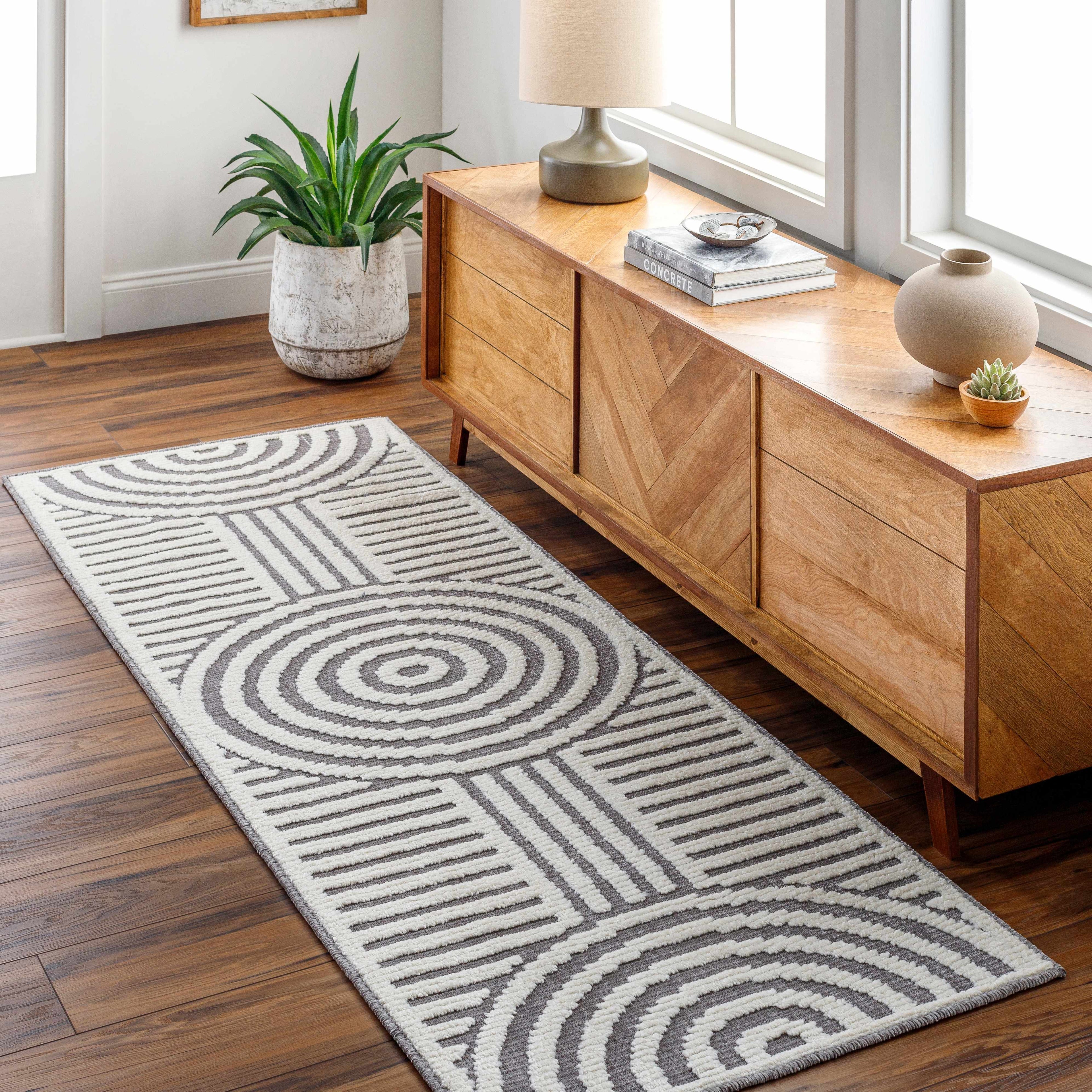 Deron Gray Rainbow Washable Rug